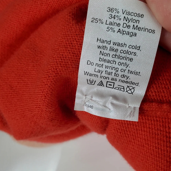 J. Crew  Factory Merino Wool Alpaca Crew Neck Heart Pullover Sweater Orange XS - Picture 10 of 10